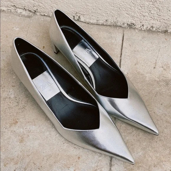 Zara New Metallic Mule Heels - Picture 8 of 16